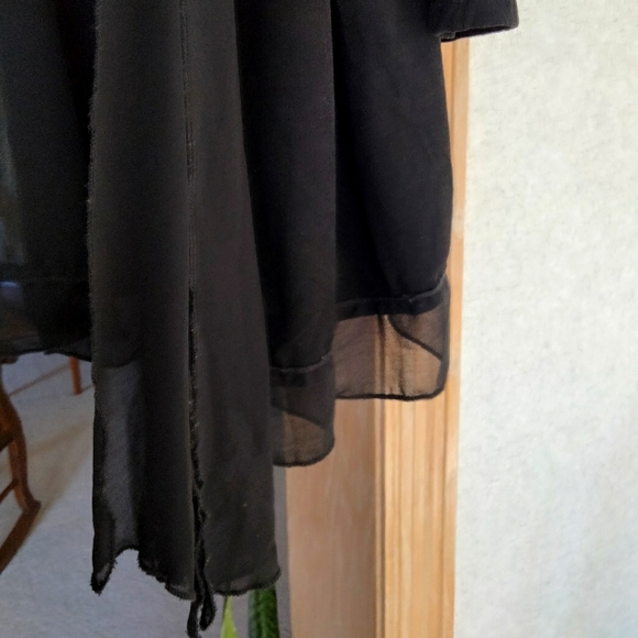 Black MOLLO RELLO Faux Suede Stretch Mix Media Longline Cardigan S/M - Picture 10 of 14